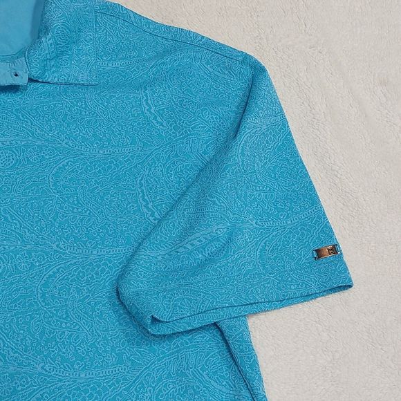Nike Tiger Woods Shirt Mens Size Large Blue Textured Short Sleeve Polo Embroider - Picture 4 of 8